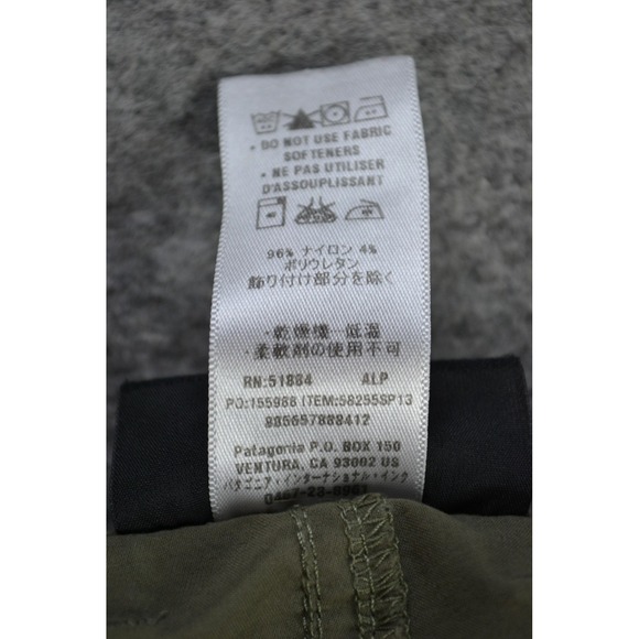 Patagonia Pants Mens 34 Green Nylon Spandex Outdoor‎ Hiking Cargo Zip Pocket - Picture 14 of 16